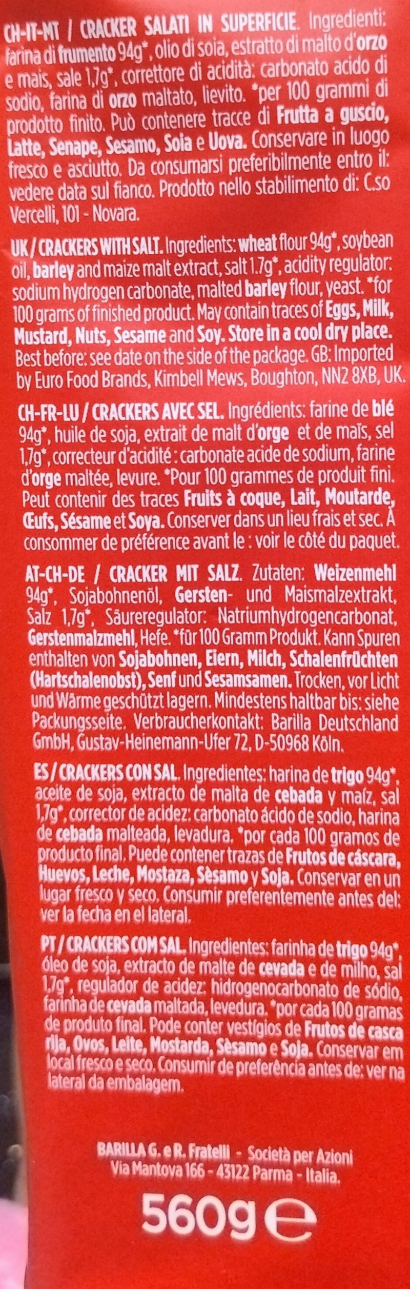 Foto da lista de ingredientes