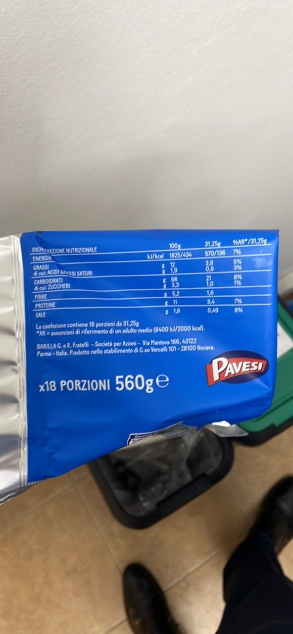 Foto da tabela nutricional