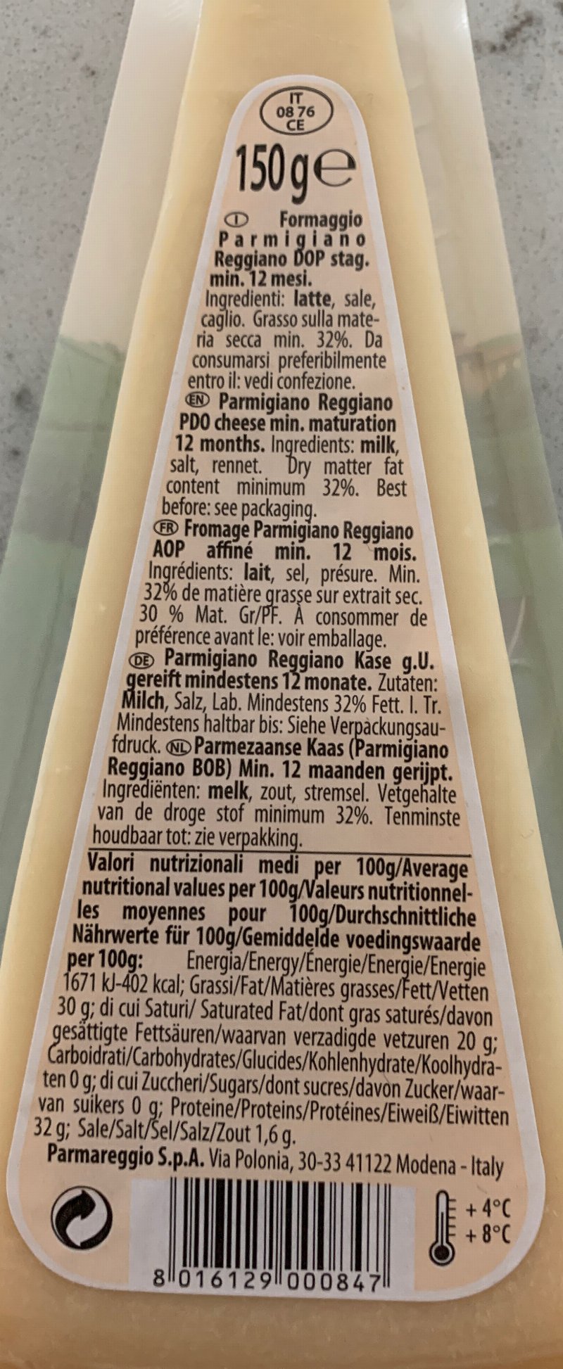Foto da lista de ingredientes