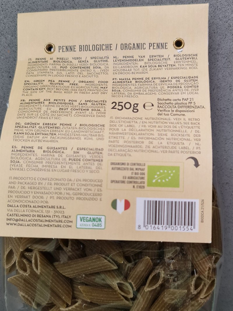 Foto da lista de ingredientes