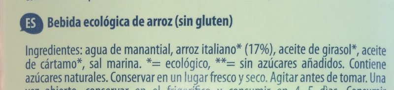 Foto da lista de ingredientes
