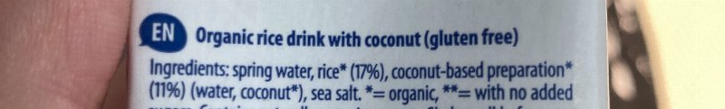 Foto da lista de ingredientes