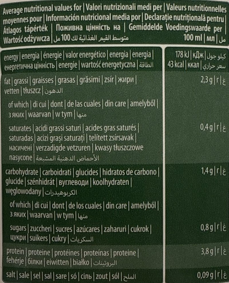 Foto da tabela nutricional