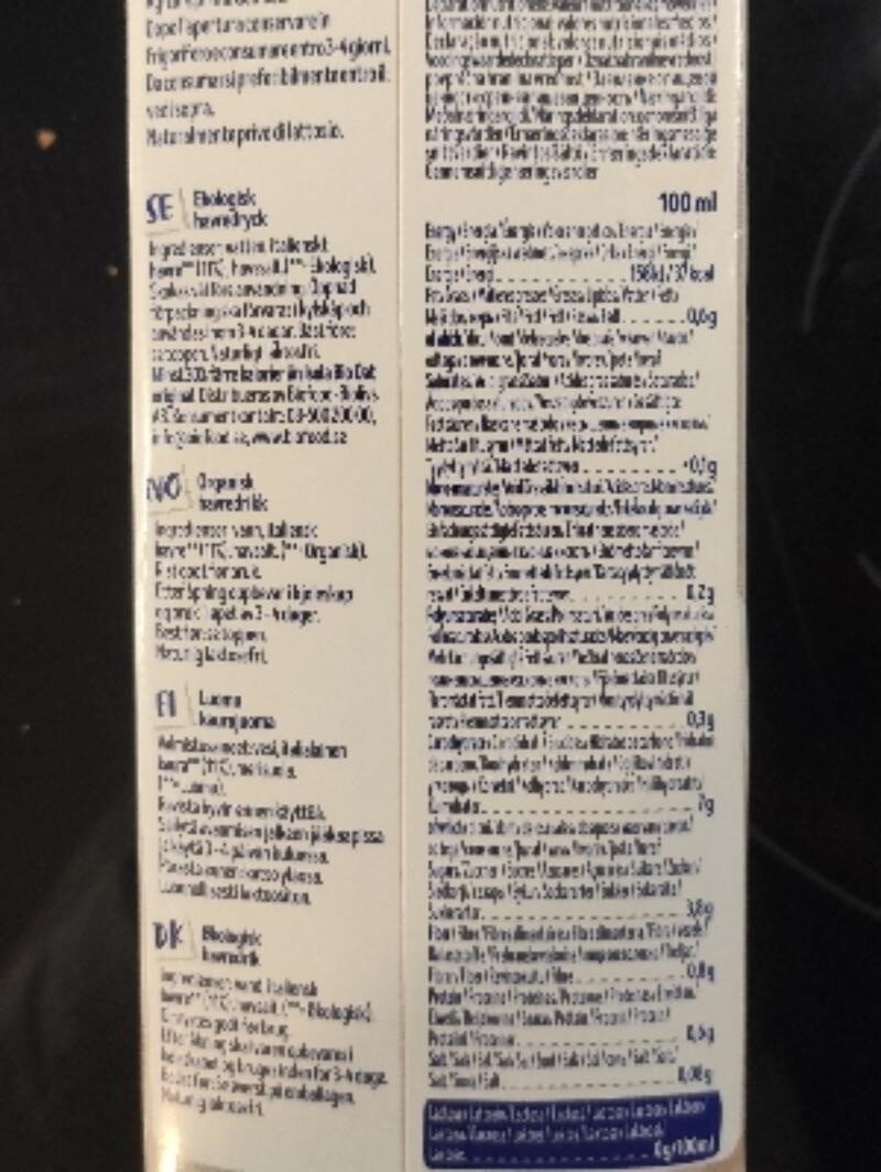 Foto da tabela nutricional