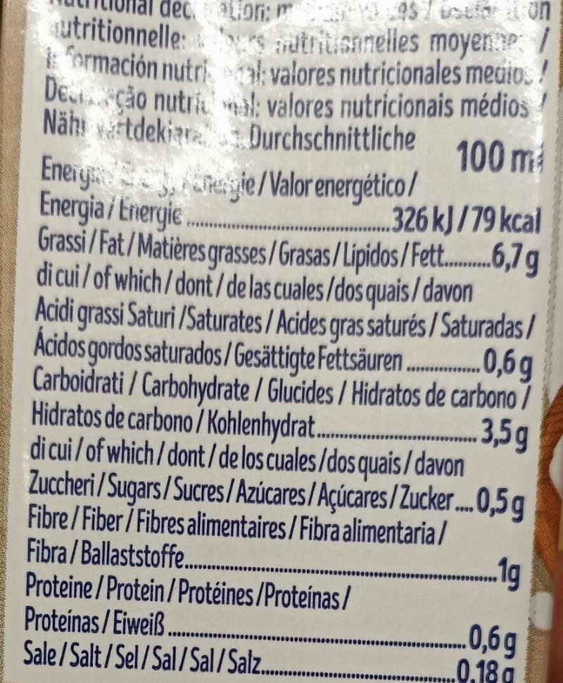 Foto da tabela nutricional