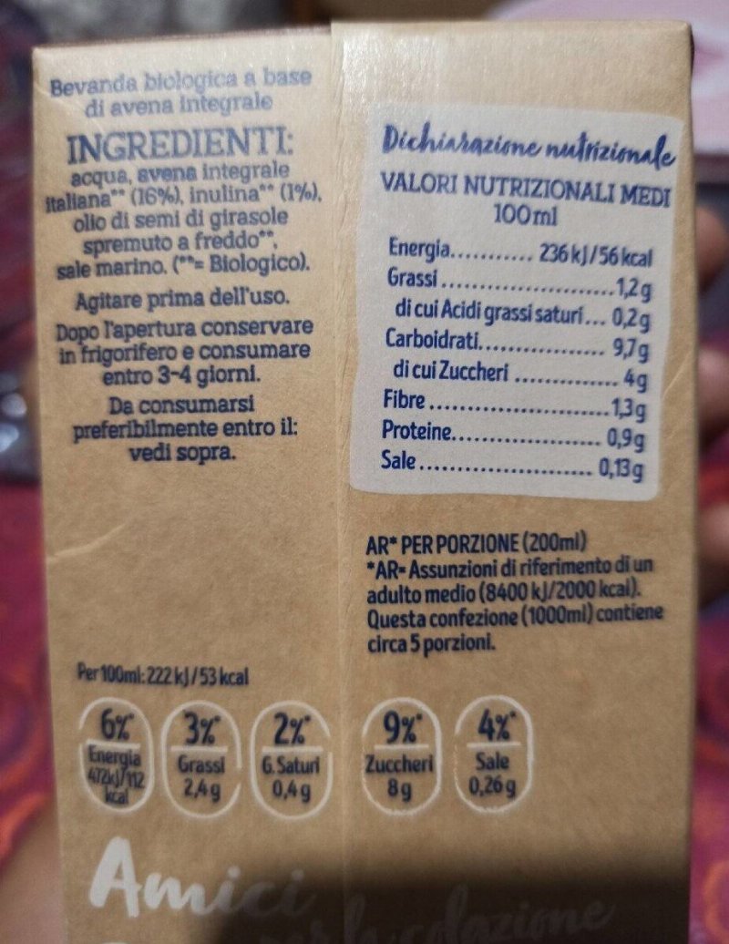 Foto da tabela nutricional
