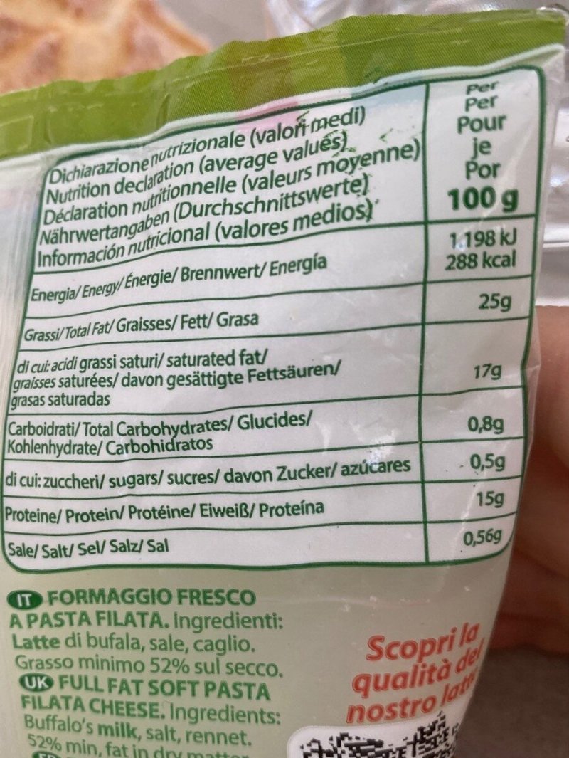 Foto da tabela nutricional