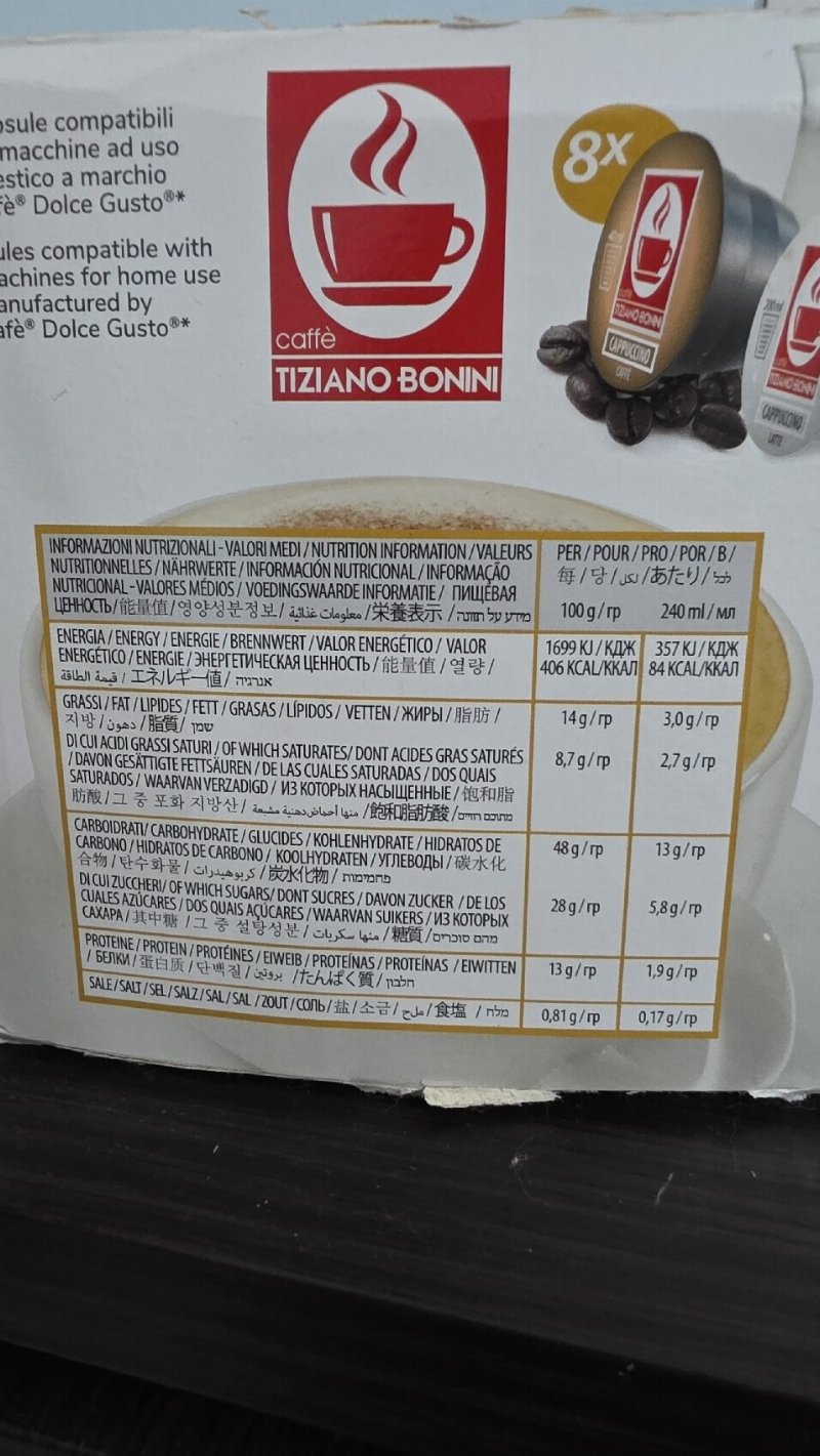 Foto da tabela nutricional