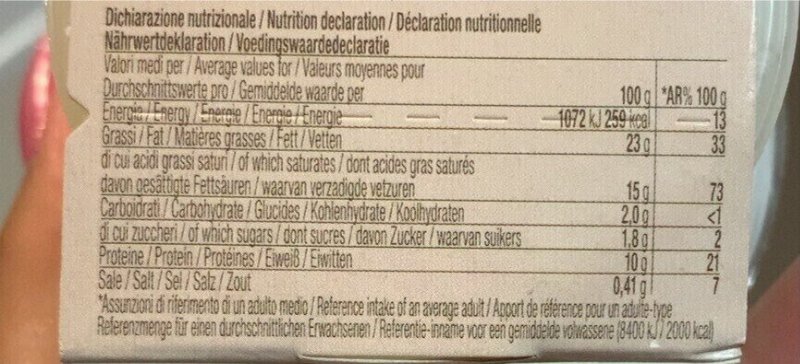 Foto da tabela nutricional