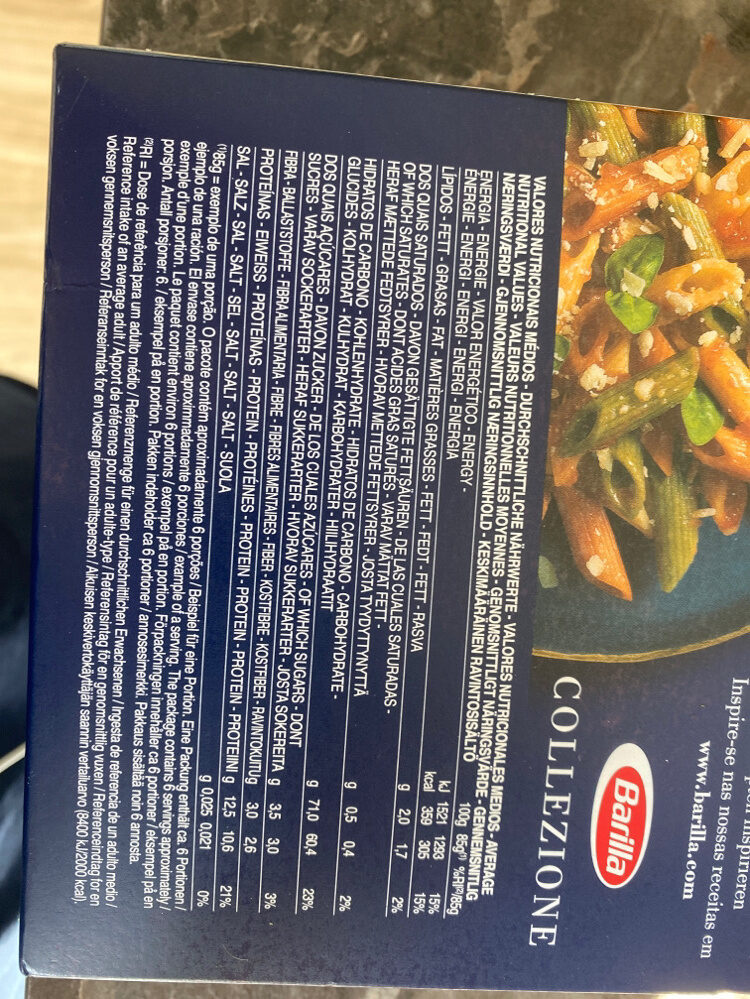 Foto da tabela nutricional