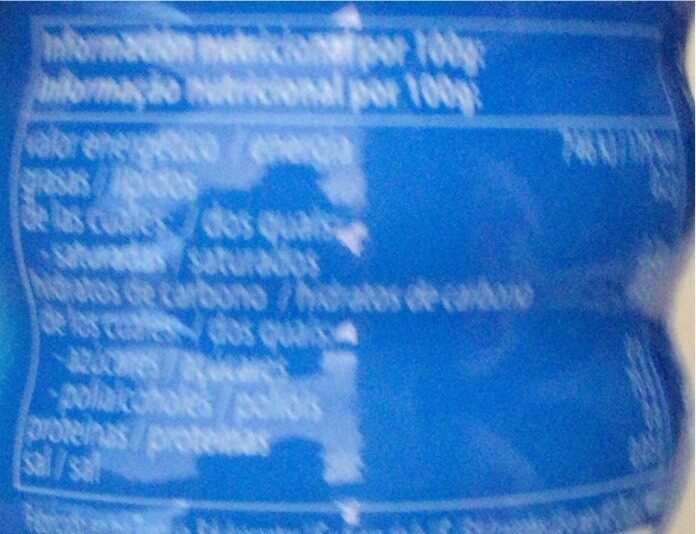 Foto da tabela nutricional