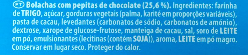 Foto da lista de ingredientes