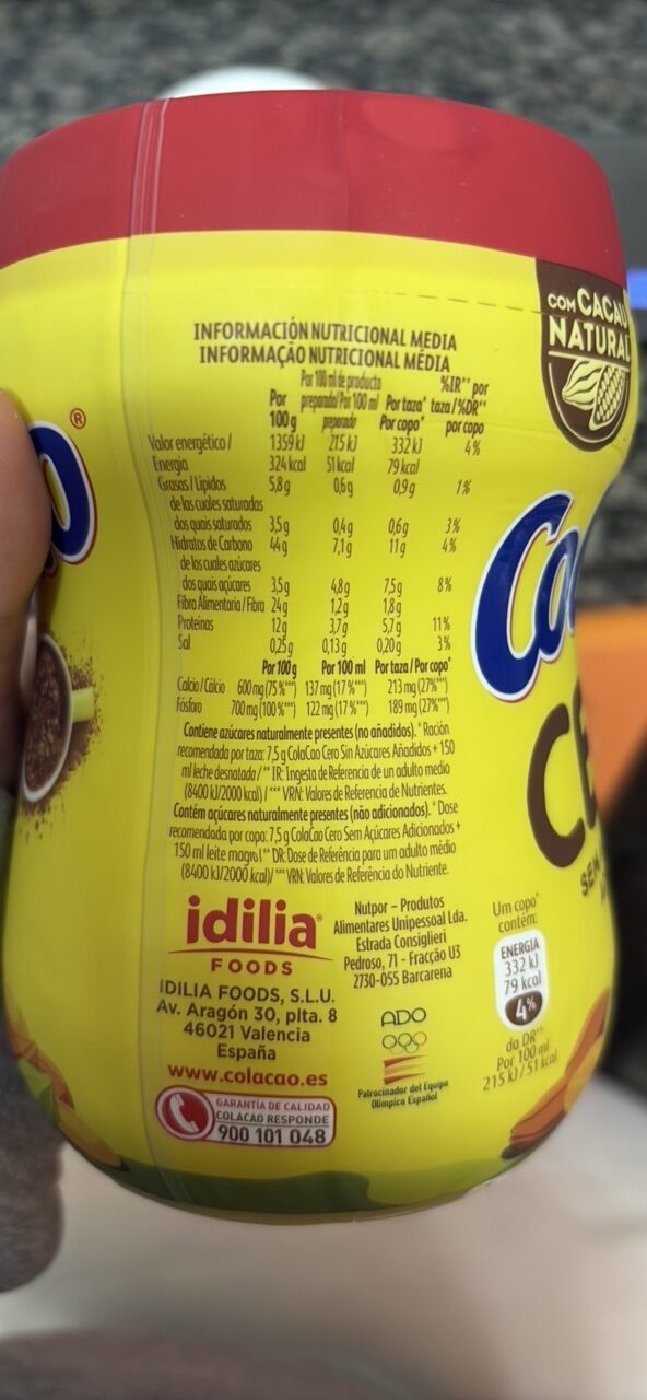 Foto da tabela nutricional