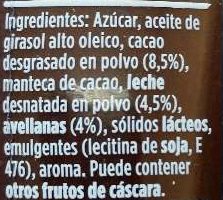Foto da lista de ingredientes