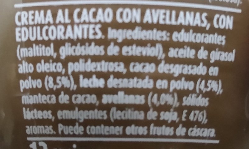 Foto da lista de ingredientes