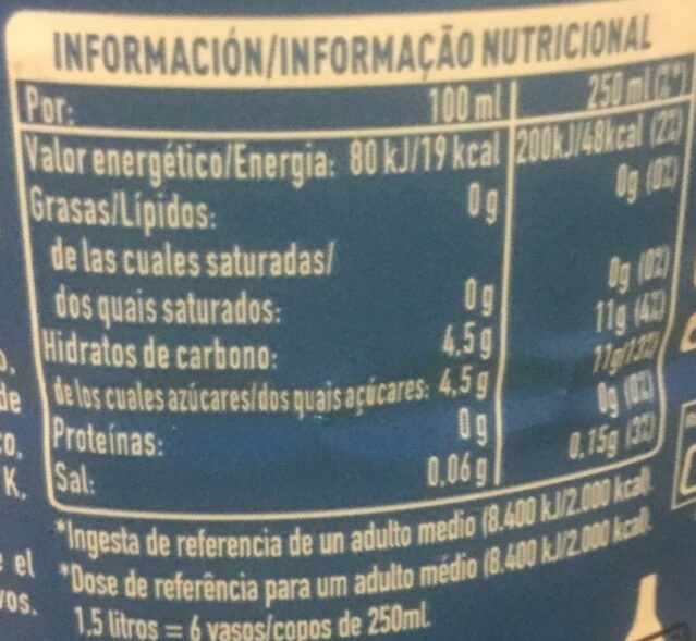 Foto da tabela nutricional