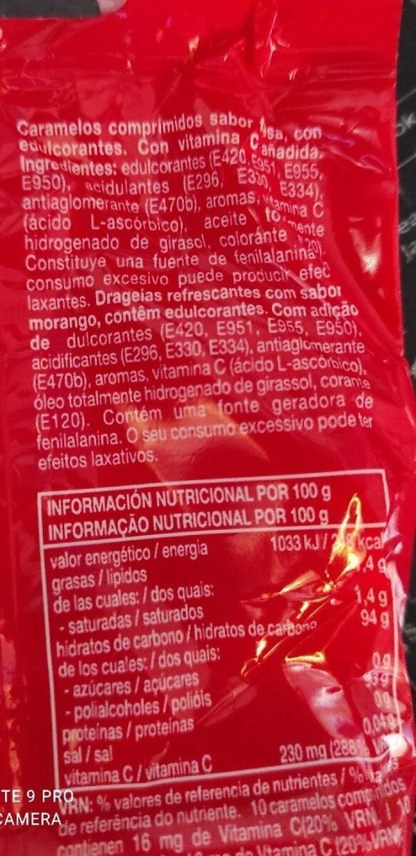 Foto da tabela nutricional