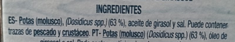 Foto da lista de ingredientes