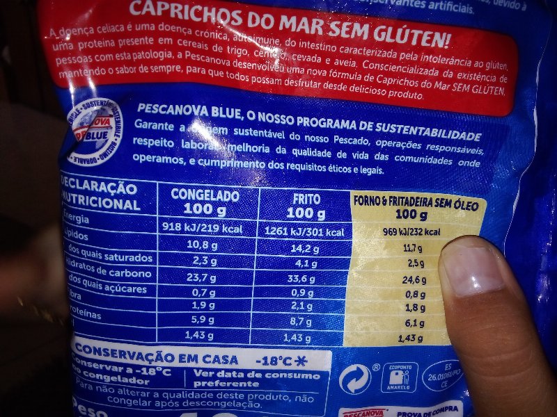 Foto da tabela nutricional