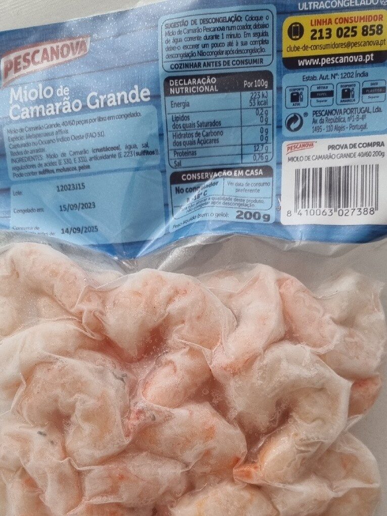 Foto da tabela nutricional