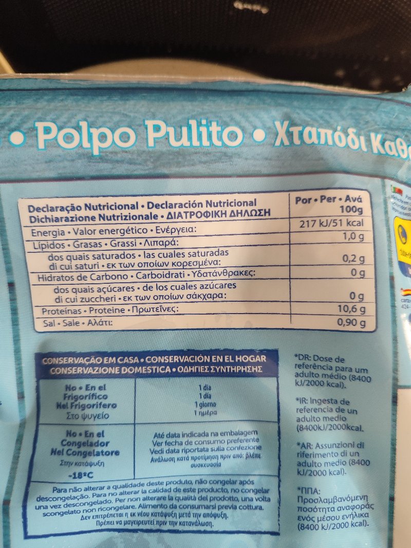 Foto da tabela nutricional