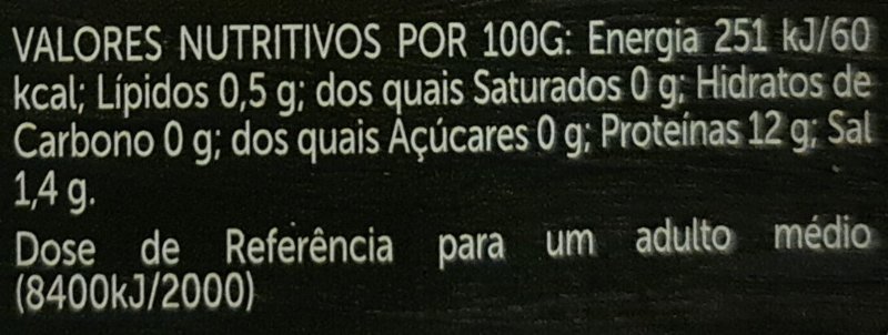 Foto da tabela nutricional