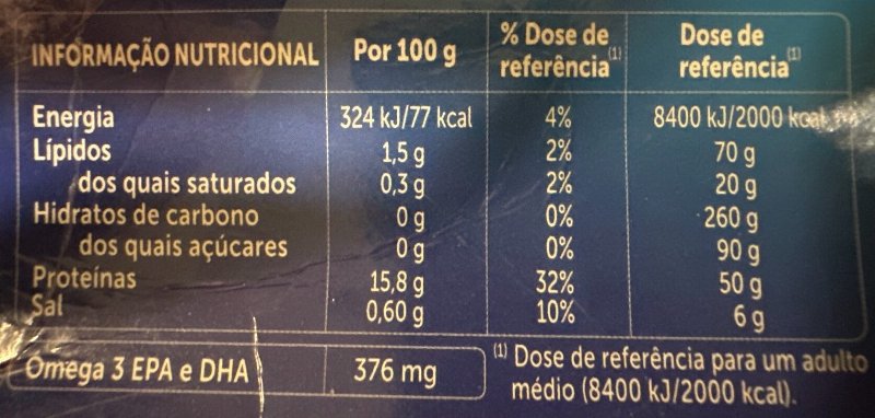 Foto da tabela nutricional