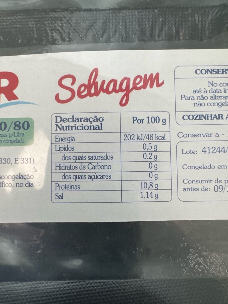 Foto da tabela nutricional