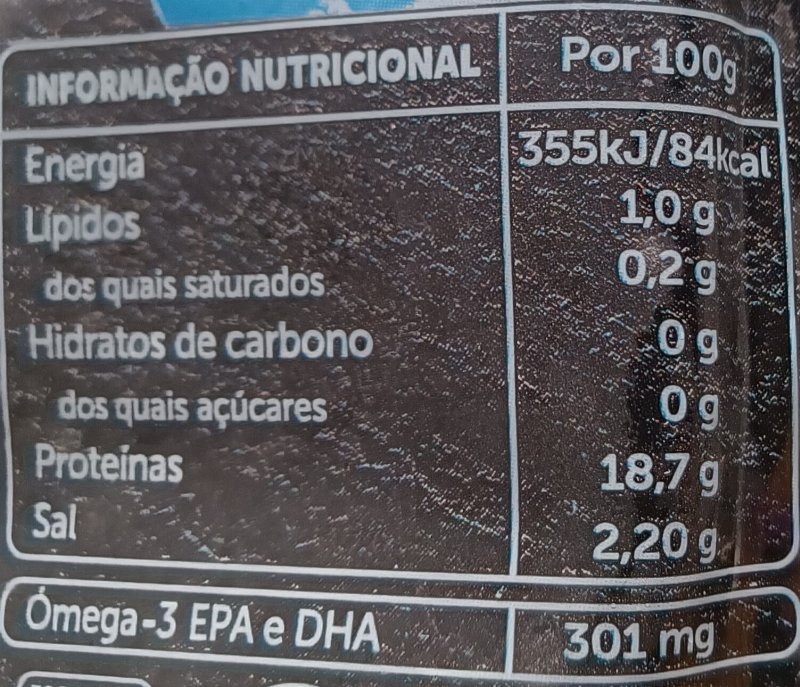 Foto da tabela nutricional