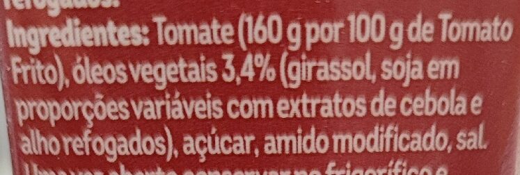 Foto da lista de ingredientes