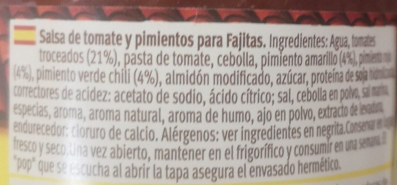 Foto da lista de ingredientes