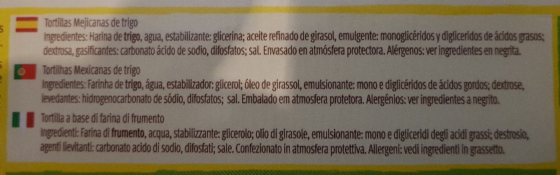 Foto da lista de ingredientes