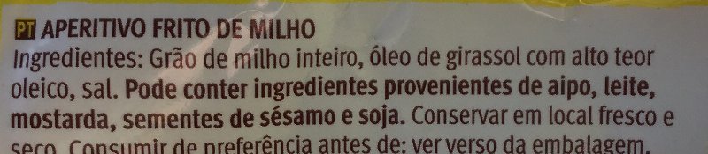 Foto da lista de ingredientes