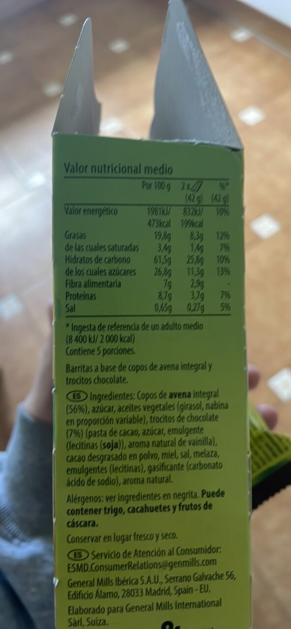 Foto da tabela nutricional