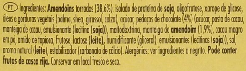 Foto da lista de ingredientes