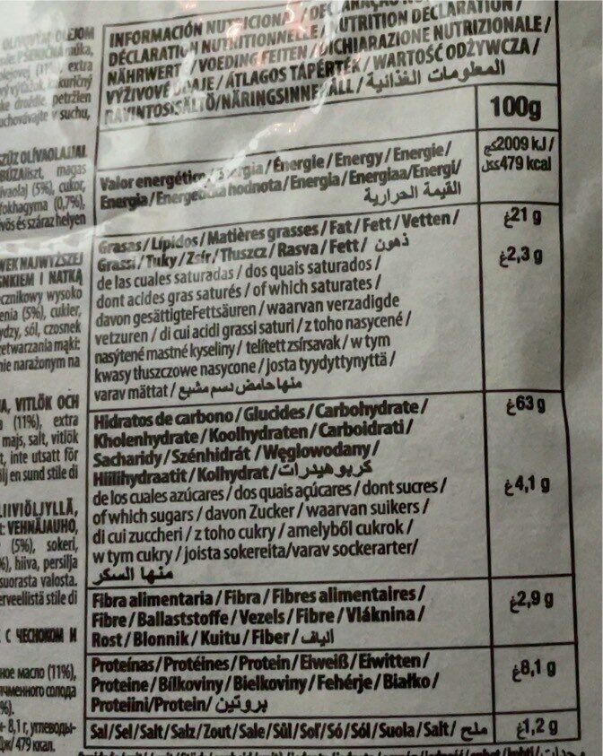 Foto da tabela nutricional
