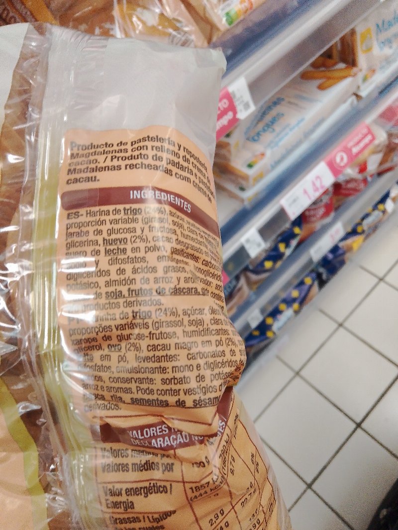 Foto da lista de ingredientes