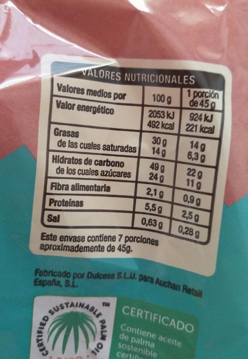 Foto da tabela nutricional