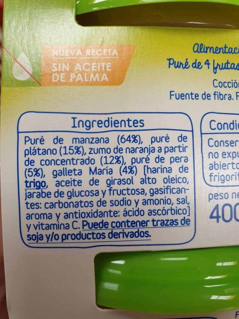 Foto da lista de ingredientes