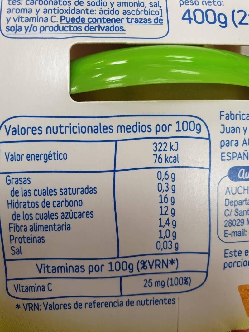 Foto da tabela nutricional