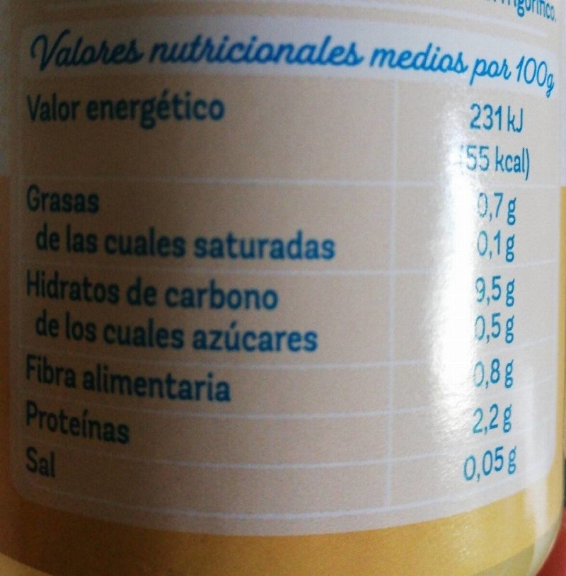 Foto da tabela nutricional