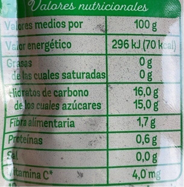 Foto da tabela nutricional