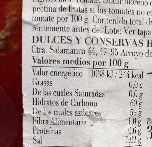Foto da tabela nutricional