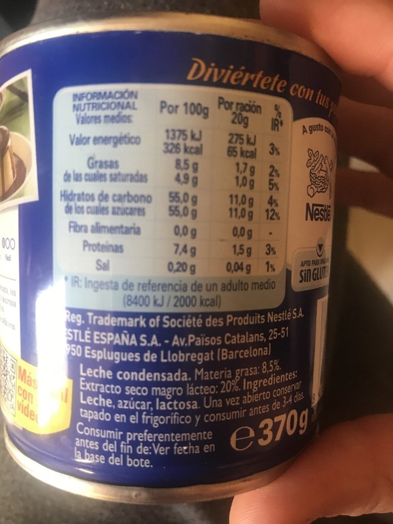 Foto da lista de ingredientes