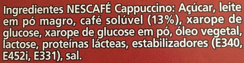 Foto da lista de ingredientes