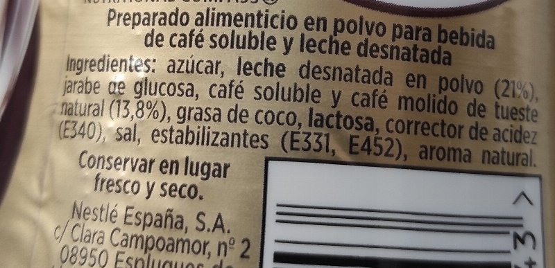 Foto da lista de ingredientes