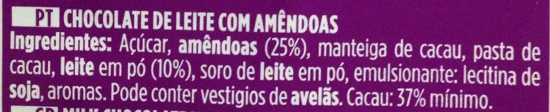 Foto da lista de ingredientes