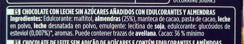 Foto da lista de ingredientes