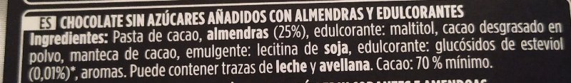 Foto da lista de ingredientes