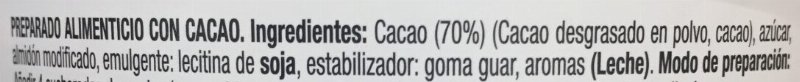 Foto da lista de ingredientes